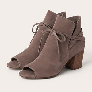 🩶 Officine Creative Smoky Lavender Peep-Toe Suede Booties 36.5 / 6.5